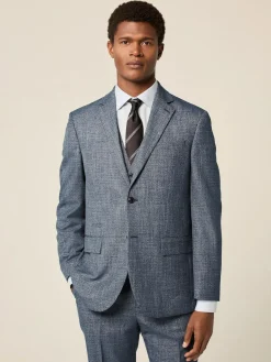 Next Blue Regular Fit Trimmed Textured Suit Jacket^ Blue Suits