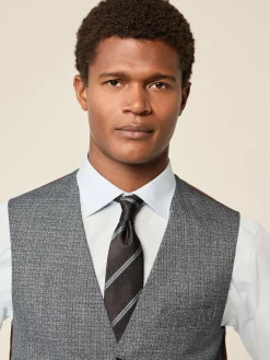 Next Blue Regular Fit Trimmed Textured Suit Waistcoat^ Vests