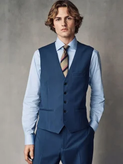 Outlet Next Regular Fit Wool Blend Motionflex Waistcoat Blue