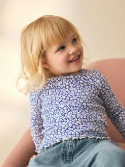 Sale Next Blue Rib Long Sleeve Top (3mths-7yrs)
