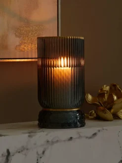 Next Ribbed Glass Hurricane Candle Holder Medium^ Candle Holders & Lanterns