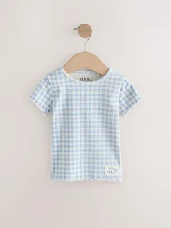 Next Blue Ribbed Short Sleeve Tops 5 Pack (3mths-7yrs)^ Tops|T-Shirts