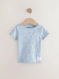 Next Blue Ribbed Short Sleeve Tops 5 Pack (3mths-7yrs)^ Tops|T-Shirts