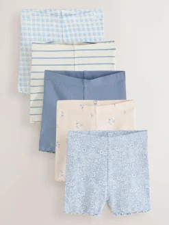 Best Next Blue Ribbed Shorts 5 Pack (3mths-7yrs)