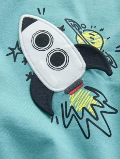 New Next Short Sleeve Interactive T-Shirt (3mths-7yrs) Blue Rocketship