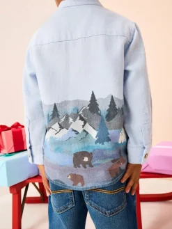 Next Long Sleeve Grandad Christmas Printed Shirt (3mths-10yrs)^BOY Suits & Vest