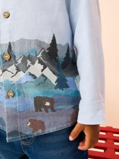 Next Long Sleeve Grandad Christmas Printed Shirt (3mths-10yrs)^BOY Suits & Vest