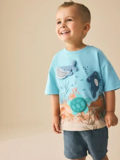 Next Short Sleeve 3D Padded T-Shirt (3mths-7yrs) Blue Sea Animal