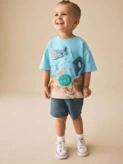 Next Short Sleeve 3D Padded T-Shirt (3mths-7yrs) Blue Sea Animal