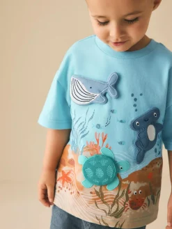 Next Short Sleeve 3D Padded T-Shirt (3mths-7yrs) Blue Sea Animal