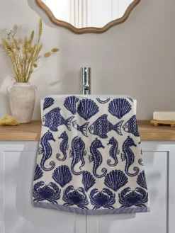 New Next Blue Seahorse 100% Cotton Towel