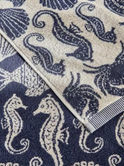New Next Blue Seahorse 100% Cotton Towel