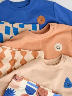 Next Blue Shapes Tops and Leggings 6 Piece Baby Set (0mths-3yrs)^BOY Baby Winter Clothing|Tops