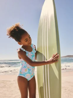 Best Next Frill Swimsuit (3-16yrs) Blue Shell