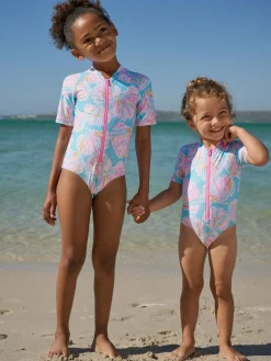 Online Next Short Sleeved Sunsafe Swimsuit (3mths-16yrs) Blue Shell