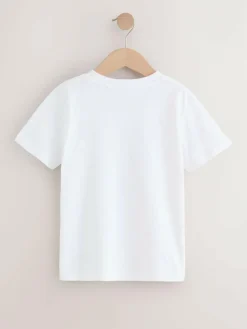 Next Blue Short Sleeve Stag Embroidered T-Shirts 4 Pack (3-16yrs)^BOY Tops|T-Shirts