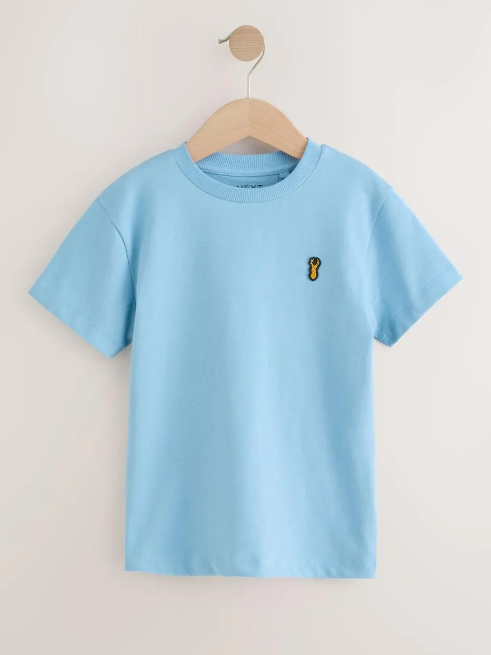 Next Blue Short Sleeve Stag Embroidered T-Shirts 4 Pack (3-16yrs)^BOY Tops|T-Shirts