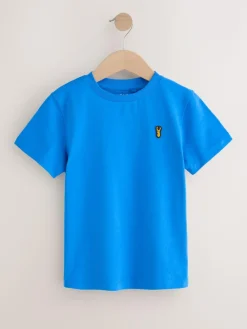 Next Blue Short Sleeve Stag Embroidered T-Shirts 4 Pack (3-16yrs)^BOY Tops|T-Shirts