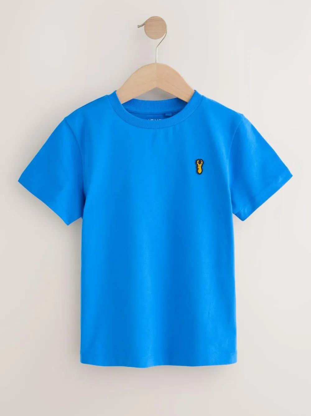 Next Blue Short Sleeve Stag Embroidered T-Shirts 4 Pack (3-16yrs)^BOY Tops|T-Shirts