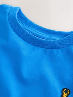 Next Blue Short Sleeve Stag Embroidered T-Shirts 4 Pack (3-16yrs)^BOY Tops|T-Shirts