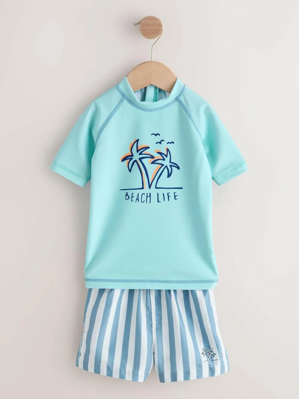Outlet Next Short Sleeve Sunsafe Rash Vest and Swim Shorts Set (3mths-7yrs) Blue