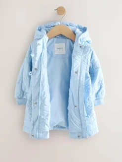 Next Blue Shower Resistant Bow Quilted Coat (3mths-7yrs)^ Coats, Jackets & Pramsuits|Coats, Jackets & Pramsuits
