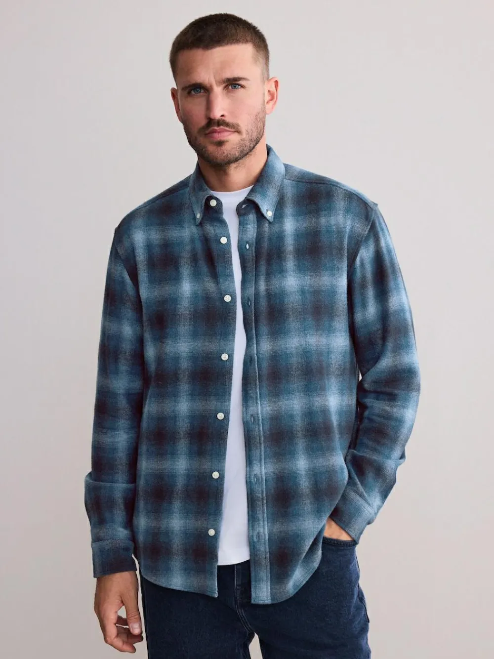 Outlet Next Blue Signature Long Sleeve Check Shirt