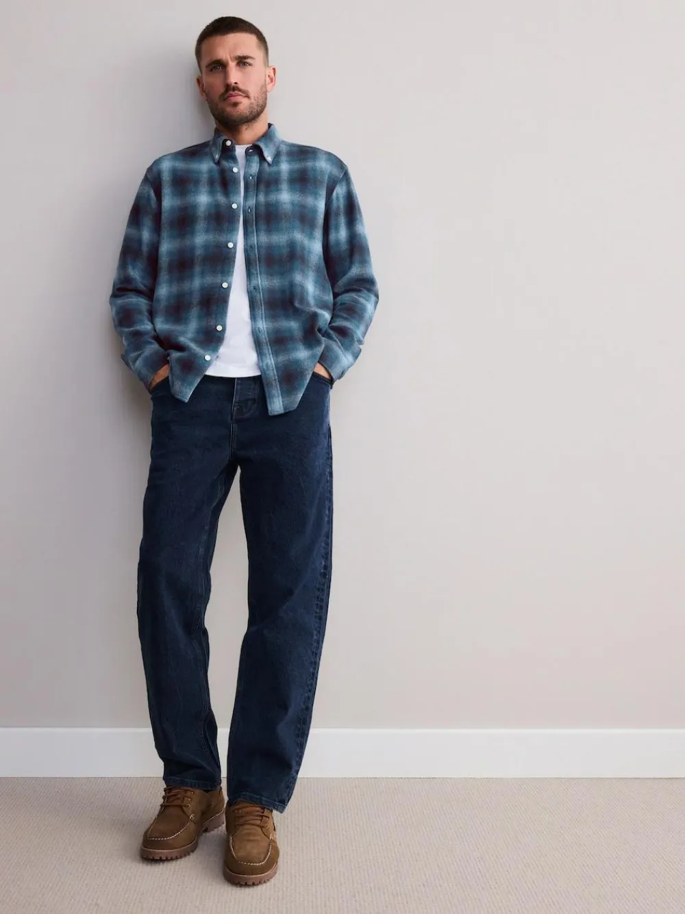 Outlet Next Blue Signature Long Sleeve Check Shirt