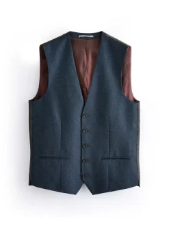 Next Signature Zignone Italian Wool Cashmere Blend Flannel Suit Waistcoat^ Vests