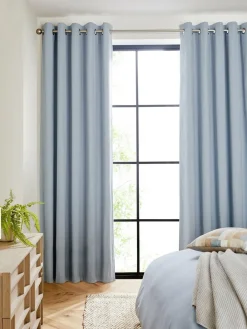 Hot Next Blue Sky Blackout/Thermal Cotton Eyelet Curtains
