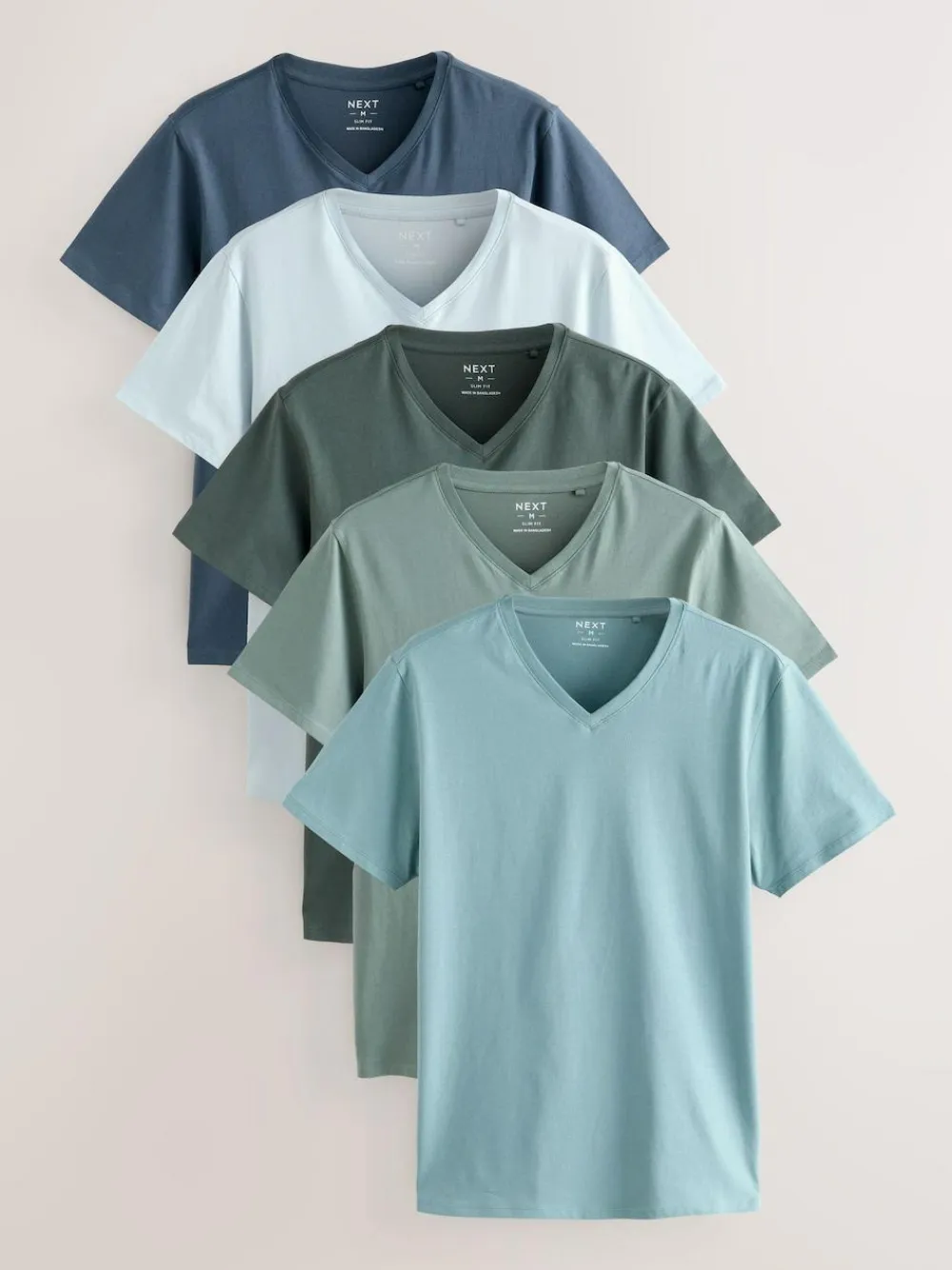 Next Slim Fit 100% Cotton V-Neck Layering T-Shirts 5 Pack^ Tops & T-Shirts