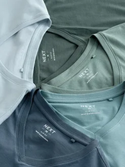 Next Slim Fit 100% Cotton V-Neck Layering T-Shirts 5 Pack^ Tops & T-Shirts
