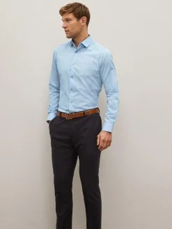 Next Blue Slim Fit Easy Care Textured Single Cuff Smart Shirt^ Occasionwear|Shirts