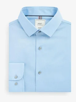 Next Blue Slim Fit Easy Care Textured Single Cuff Smart Shirt^ Occasionwear|Shirts