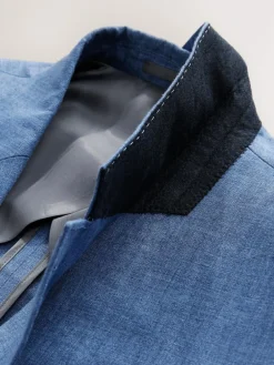 Next Slim Fit Leomaster Italian 100% Linen Suit Jacket^ Blue Suits