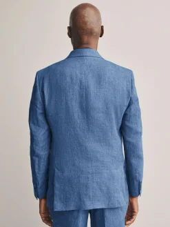 Next Slim Fit Leomaster Italian 100% Linen Suit Jacket^ Blue Suits