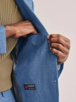 Next Slim Fit Leomaster Italian 100% Linen Suit Jacket^ Blue Suits