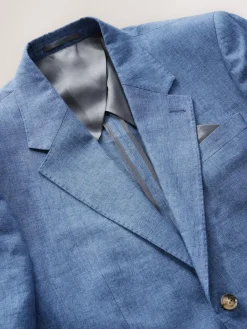 Next Slim Fit Leomaster Italian 100% Linen Suit Jacket^ Blue Suits