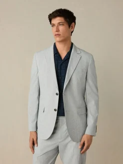 Next Slim Fit Seersucker Stripe Suit Jacket^ Blue Suits