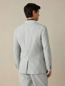 Next Slim Fit Seersucker Stripe Suit Jacket^ Blue Suits