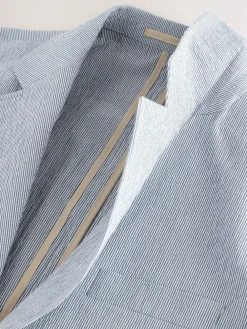 Next Slim Fit Seersucker Stripe Suit Jacket^ Blue Suits