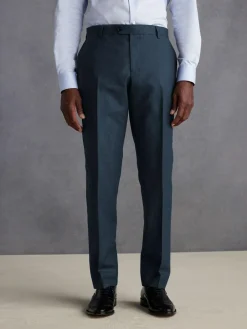 Discount Next Slim Fit Signature Zignone Italian Wool Cashmere Blend Flannel Suit Trousers Blue