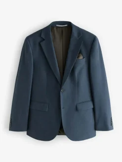 Next Blue Slim Fit Textured Flannel Suit Jacket