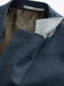 Next Blue Slim Fit Textured Flannel Suit Jacket