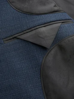 Discount Next Slim Fit Textured Wool Blend Suit Jacket Blue