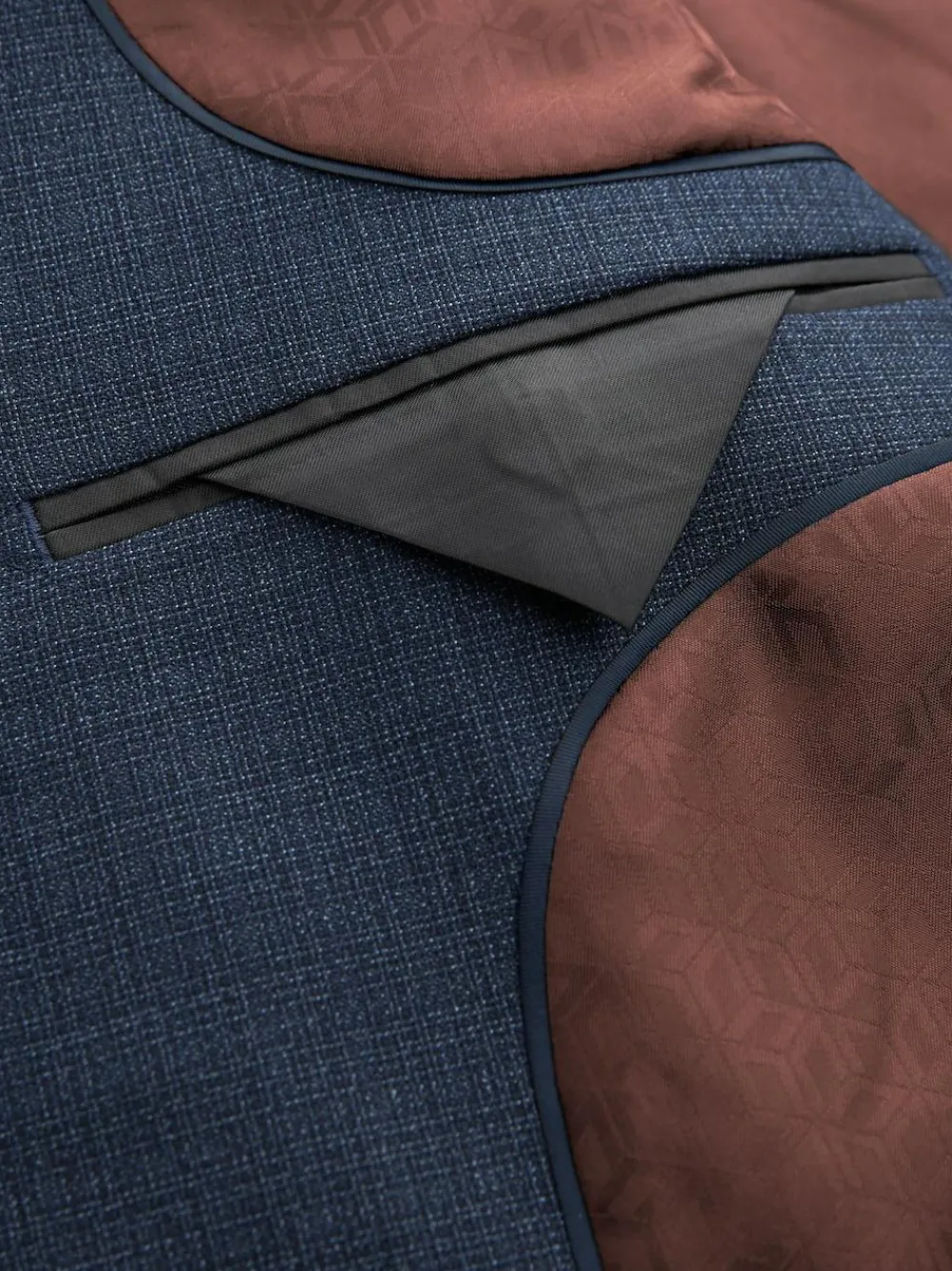 Discount Next Slim Fit Textured Wool Blend Suit Jacket Blue