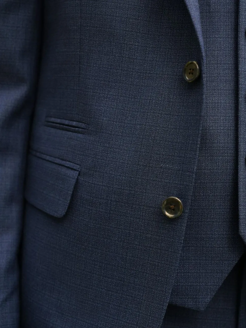 Discount Next Slim Fit Textured Wool Blend Suit Jacket Blue