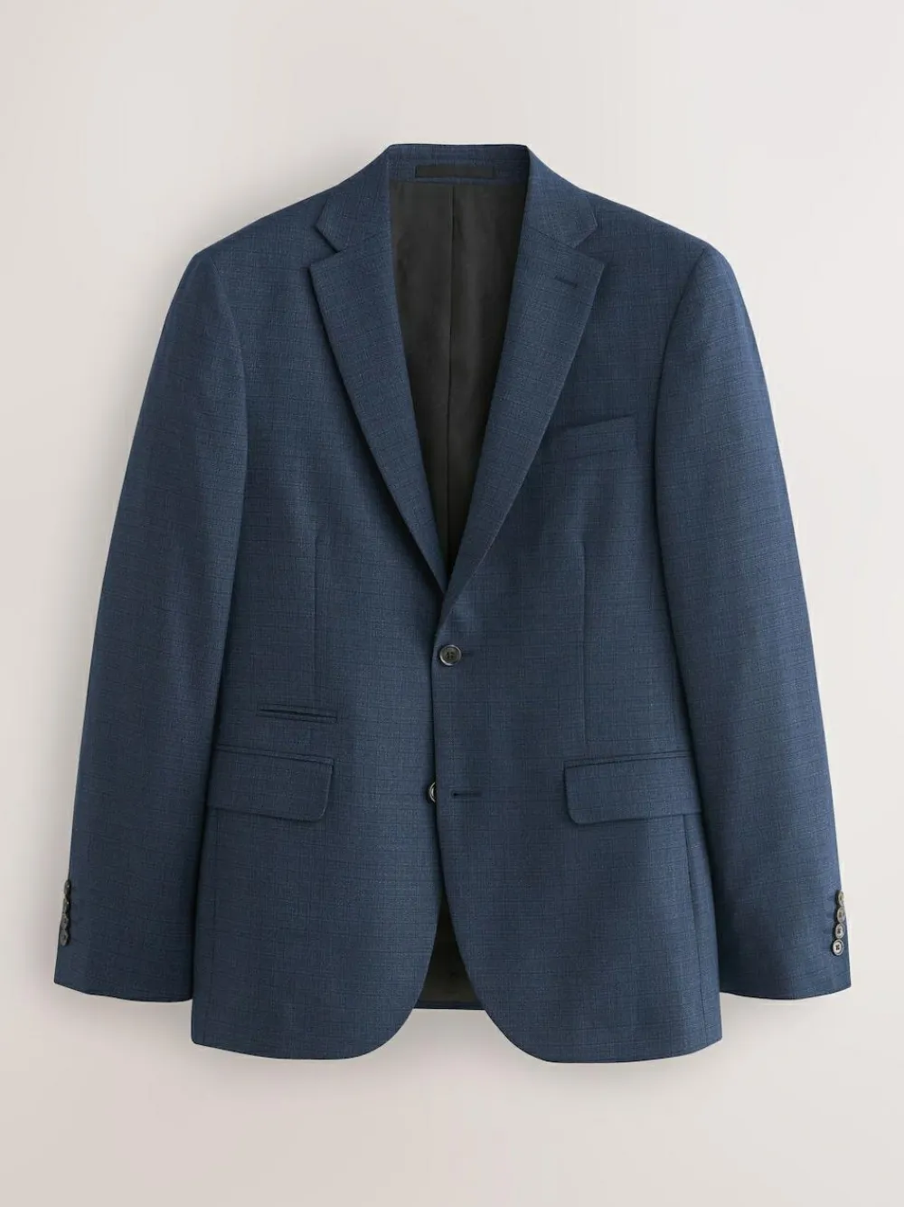 Discount Next Slim Fit Textured Wool Blend Suit Jacket Blue