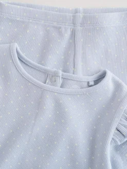 New Next Baby Long Sleeve Frill Top And Leggings Set (0mths-2yrs) Blue Spot