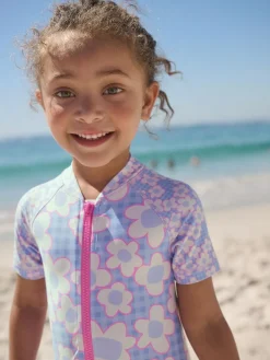 Next Blue Stampy Floral Sunsafe Swimsuit (3mths-10yrs)^ Swimwear|Swimwear